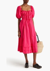 Ulla Johnson - Palma gathered cotton-poplin midi dress - Pink - US 0