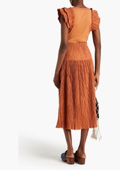 Ulla Johnson - Virginia ribbed jersey-paneled woven midi dress - Brown - US 0