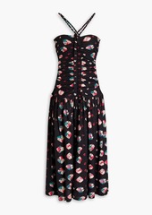 Ulla Johnson - Marcella ruched floral-print cotton-jersey midi dress - Black - US 12