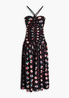 Ulla Johnson - Marcella ruched floral-print cotton-jersey midi dress - Black - US 4
