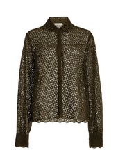 Ulla Johnson - Abbott Eyelet Cotton Blouse - Olive - US 14 - Moda Operandi