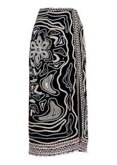 Ulla Johnson - Adara Embellished Silk-Blend Midi Skirt - Black - US 0 - Moda Operandi