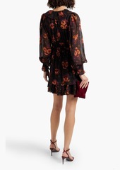 Ulla Johnson - Adara ruffled floral-print silk-chiffon mini dress - Black - US 0