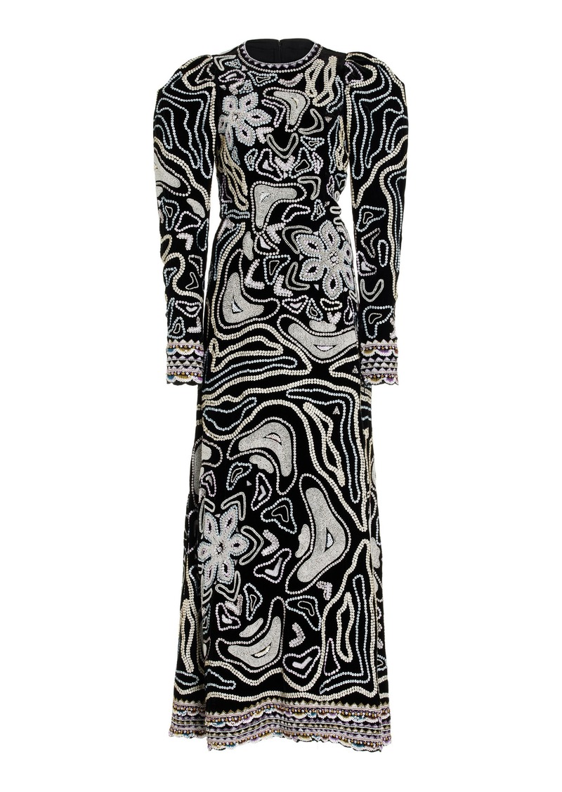 Ulla Johnson - Alexia Embellished Silk-Blend Maxi Dress - Black - US 0 - Moda Operandi