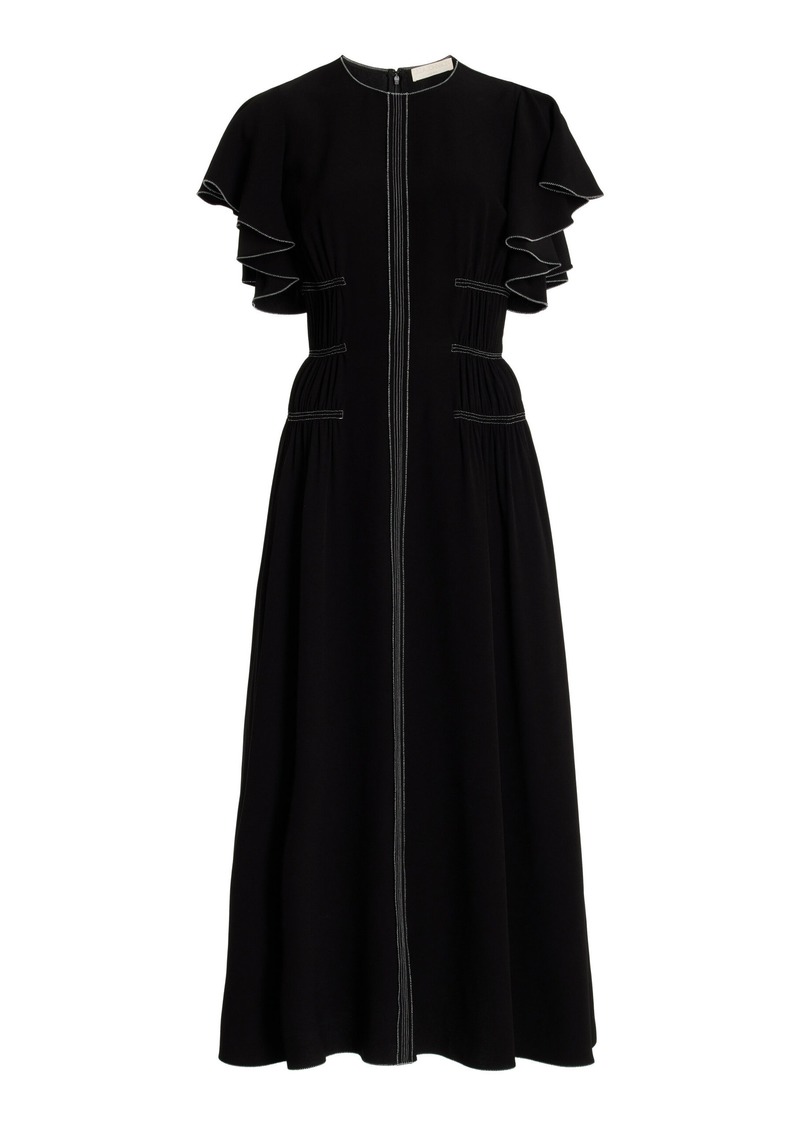 Ulla Johnson - Anais Flutter Sleeve Midi Dress - Black - US 10 - Moda Operandi