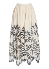 Ulla Johnson - Annisa Embroidered Cotton-Linen Midi Skirt - Multi - US 0 - Moda Operandi