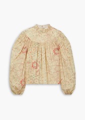 Ulla Johnson - Ardith gathered printed cotton-poplin blouse - Neutral - US 0