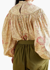 Ulla Johnson - Ardith gathered printed cotton-poplin blouse - Neutral - US 0