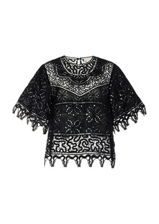 Ulla Johnson - Aria Eyelet-Lace Linen Top - Black - US 2 - Moda Operandi