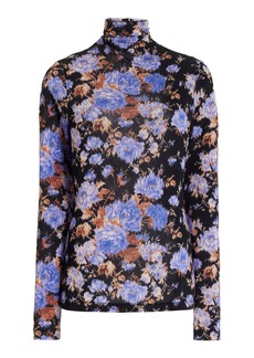 Ulla Johnson - Aurelia Printed Turtleneck Top - Blue - S - Moda Operandi