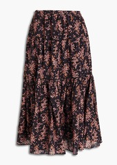 Ulla Johnson - Auveline tiered floral-print cotton-blend jacquard midi skirt - Black - US 6