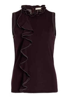 Ulla Johnson - Brea Ruffled Wool Knit Top - Brown - M - Moda Operandi