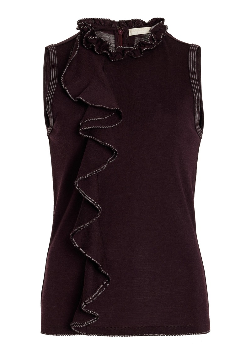 Ulla Johnson - Brea Ruffled Wool Knit Top - Brown - S - Moda Operandi