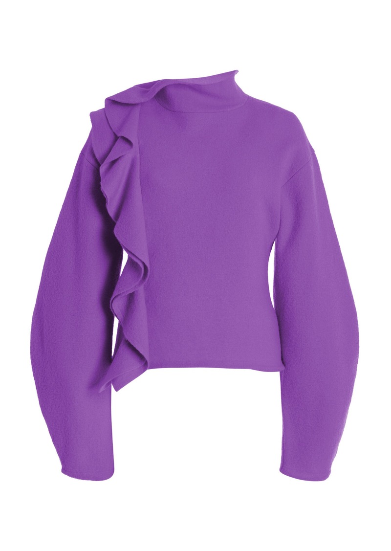 Ulla Johnson - Corinna Ruffled Merino Wool Pullover - Purple - S - Moda Operandi