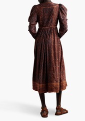 Ulla Johnson - Diann gathered printed silk crepe de chine midi dress - Brown - US 0
