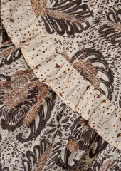 Ulla Johnson - Edith ruffled printed cotton-blend gauze blouse - Brown - US 8
