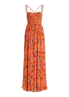 Ulla Johnson - Ines Floral-Printed Silk Maxi Dress - Orange - US 10 - Moda Operandi