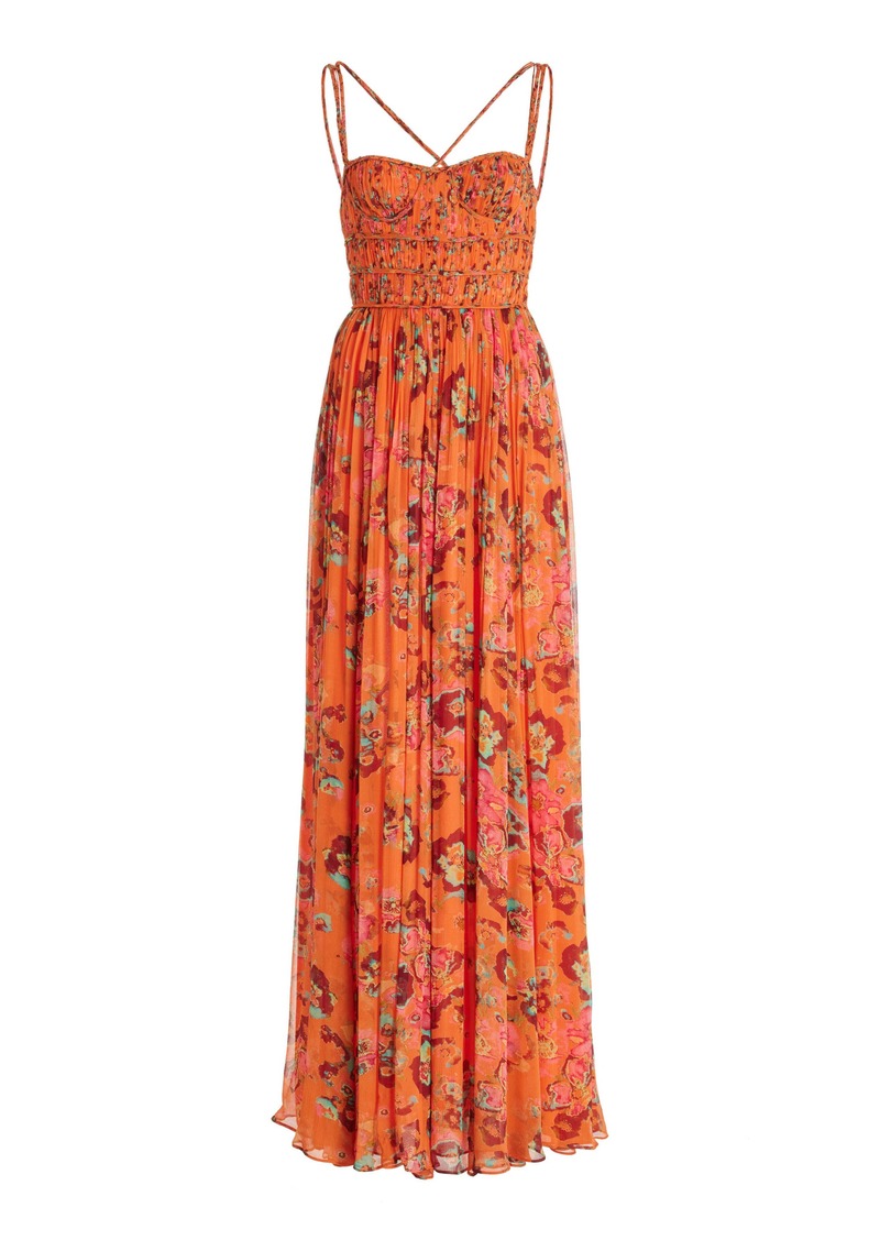 Ulla Johnson - Ines Floral-Printed Silk Maxi Dress - Orange - US 6 - Moda Operandi