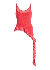 Ulla Johnson - Kendra Asymmetric Ruffled Knit Top - Navy - XL - Moda Operandi