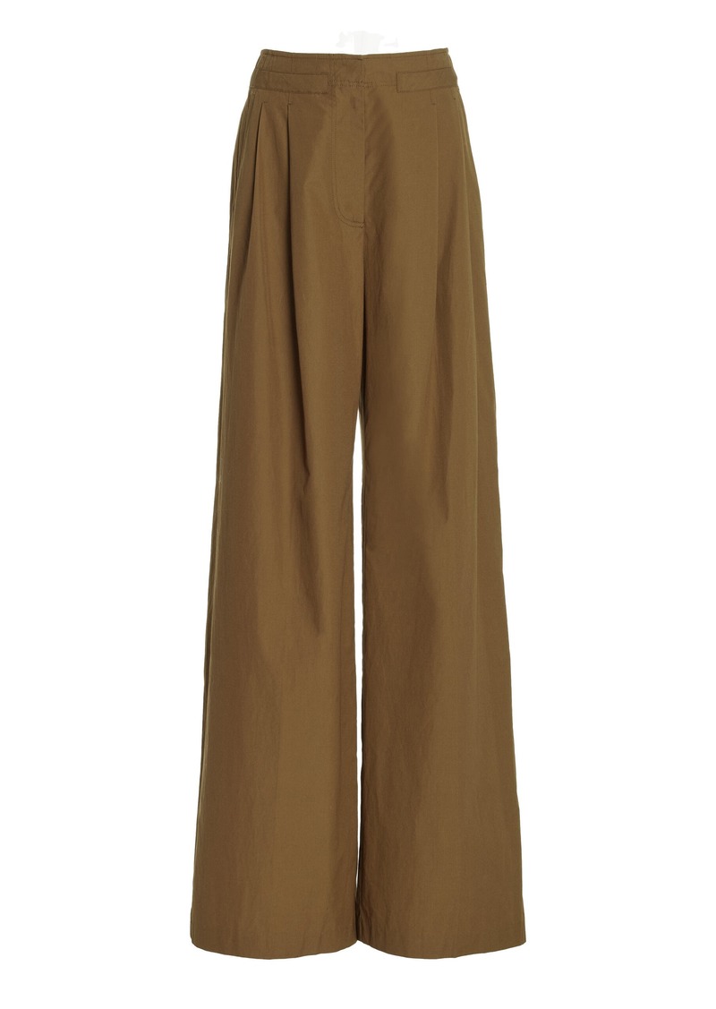 Ulla Johnson - Lani Cotton Wide-Leg Pants - Olive - US 4 - Moda Operandi