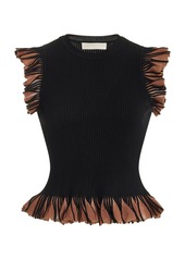 Ulla Johnson - Leila Ruffled Knit Top - Black - XL - Moda Operandi