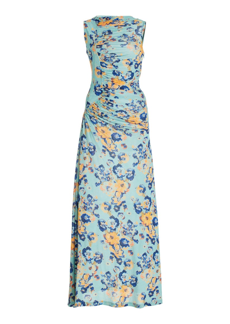 Ulla Johnson - Livia Ruched Maxi Dress - Blue - M - Moda Operandi