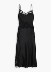 Ulla Johnson - Lucienne appliquéd tulle-trimmed silk-satin midi dress - Black - US 2