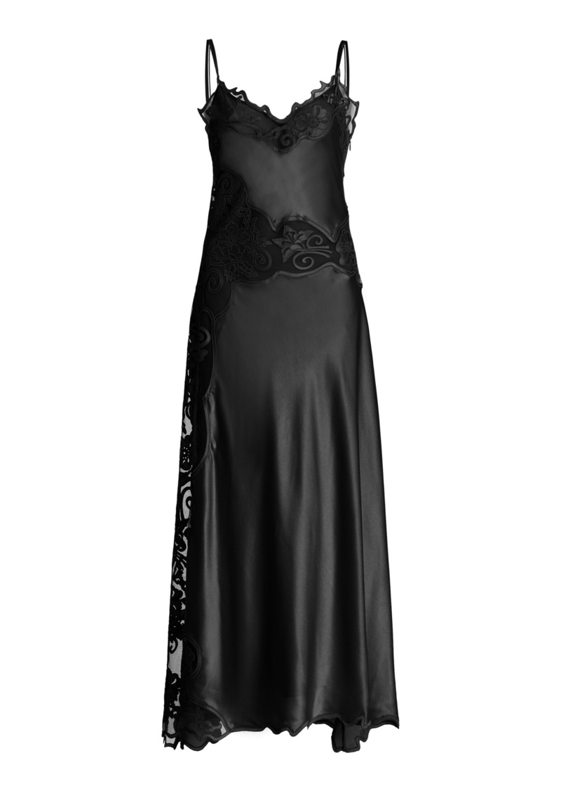 Ulla Johnson - Lucienne Lace-Trimmed Silk Midi Dress - Black - US 0 - Moda Operandi