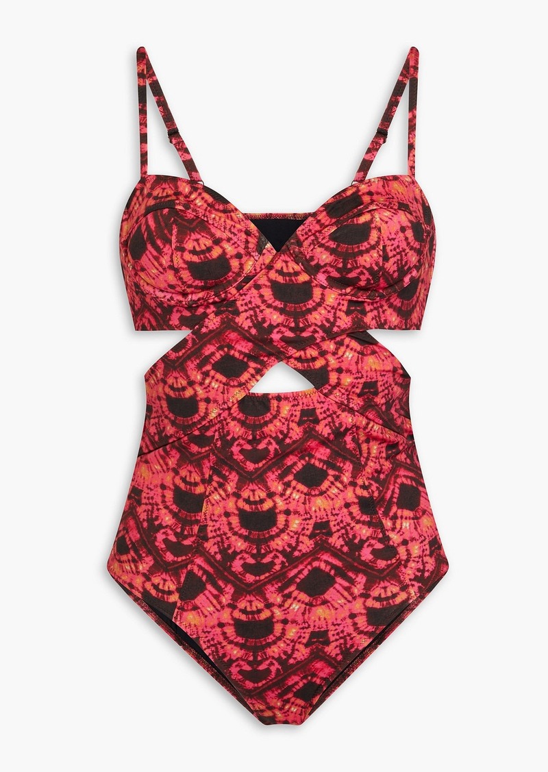 Ulla Johnson - Luna cutout tie-dyed swimsuit - Pink - S