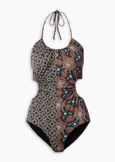 Ulla Johnson - Mabel cutout printed halterneck swimsuit - Brown - S