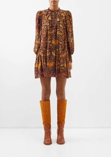 Ulla Johnson - Maja Floral-print Cotton-blend Mini Dress - Womens - Brown Multi