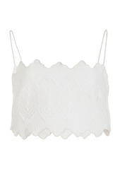 Ulla Johnson - Marie Embroidered Quilted-Cotton Crop Top - White - US 2 - Moda Operandi