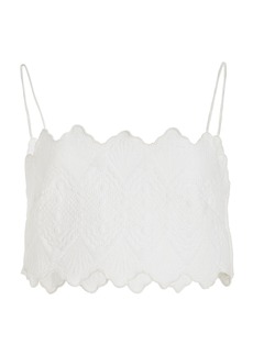 Ulla Johnson - Marie Embroidered Quilted-Cotton Crop Top - White - US 12 - Moda Operandi