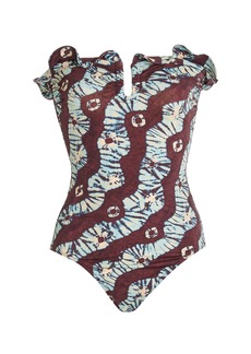 Ulla Johnson - Menorca Strapless Ruffled One-Piece Swimsuit - Brown - L - Moda Operandi