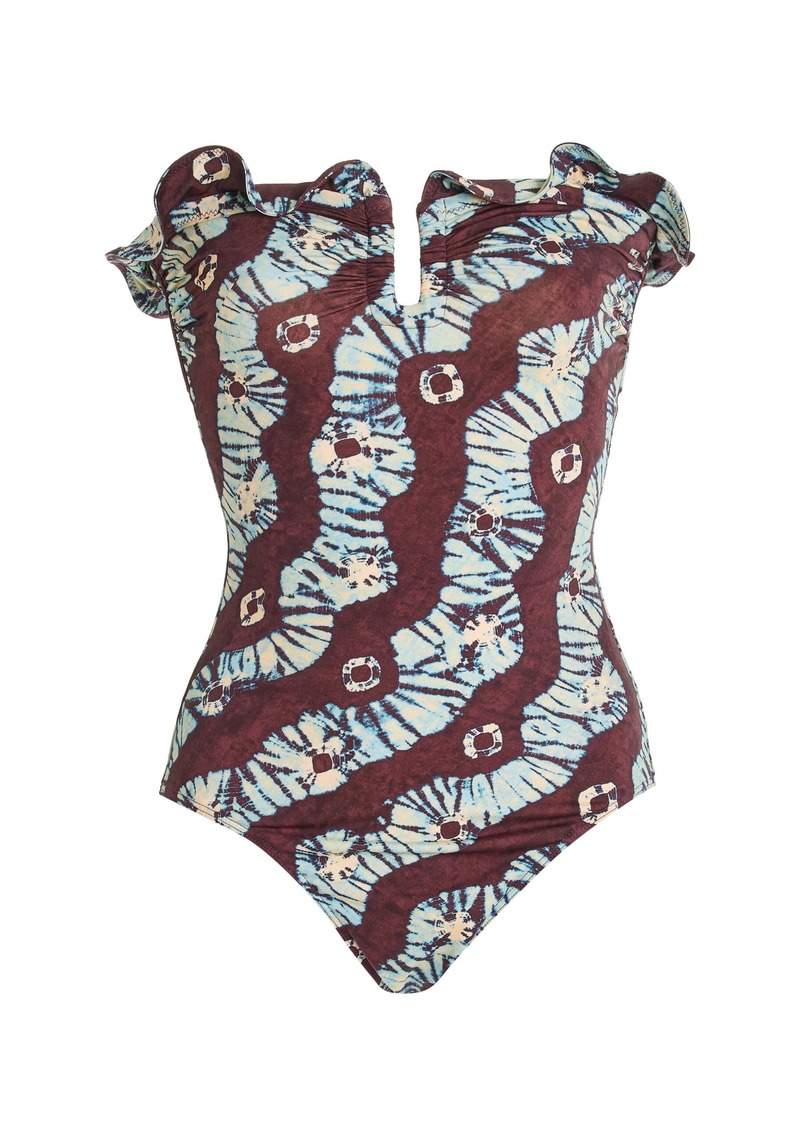 Ulla Johnson - Menorca Strapless Ruffled One-Piece Swimsuit - Brown - M - Moda Operandi