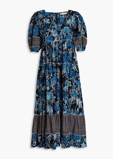 Ulla Johnson - Nora gathered floral-print cotton-blend midi dress - Blue - US 0