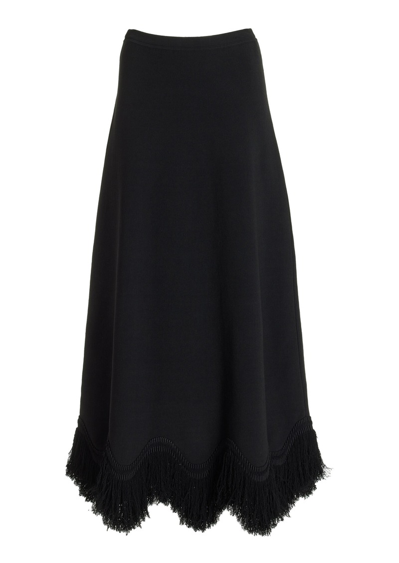 Ulla Johnson - Paulina Fringed Knit Maxi Skirt - Black - L - Moda Operandi