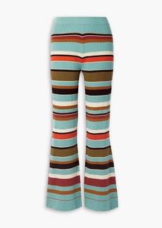 Ulla Johnson - Rochelle striped ribbed wool and cashmere-blend flared pants - Blue - XL