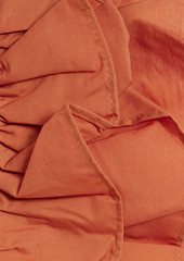 Ulla Johnson - Ruffled poplin-trimmed ribbed-knit top - Orange - XS