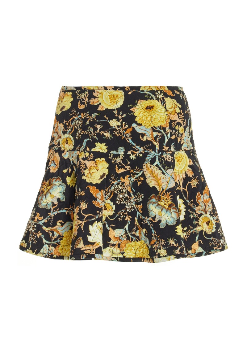 Ulla Johnson - Ryla Printed Silk Mini Skirt - Black - US 4 - Moda Operandi