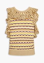 Ulla Johnson - Sadie ruffled crochet-knit silk and cotton-blend top - Yellow - L