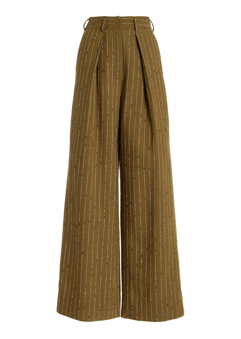 Ulla Johnson - Sylvie Pinstriped Wool-Blend Pants - Green - US 0 - Moda Operandi