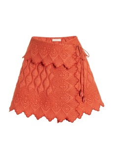 Ulla Johnson - Taryn Embroidered Quilted-Cotton Mini Skirt - Red - US 12 - Moda Operandi