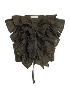 Ulla Johnson - Vidri Ruffled Cotton Top - Olive - US 10 - Moda Operandi