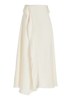 Ulla Johnson - Violette Ruffled Crepe Midi Wrap Skirt - White - US 12 - Moda Operandi