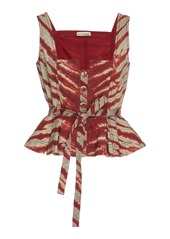 Ulla Johnson - Women's Denia Tie-Dyed Cotton Peplum Vest - Red/neutral - Moda Operandi