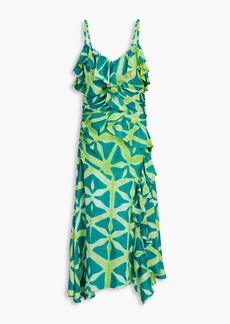 Ulla Johnson - Zoya ruffled printed silk-satin midi dress - Green - US 00