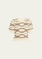 Ulla Johnson Alba Short-Sleeve Multicolor Crochet Top