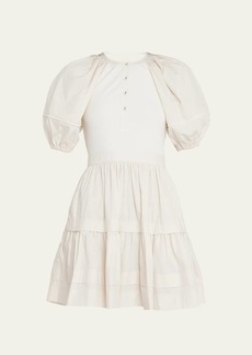 Ulla Johnson Amelia Rib-Knit & Poplin Mini Dress