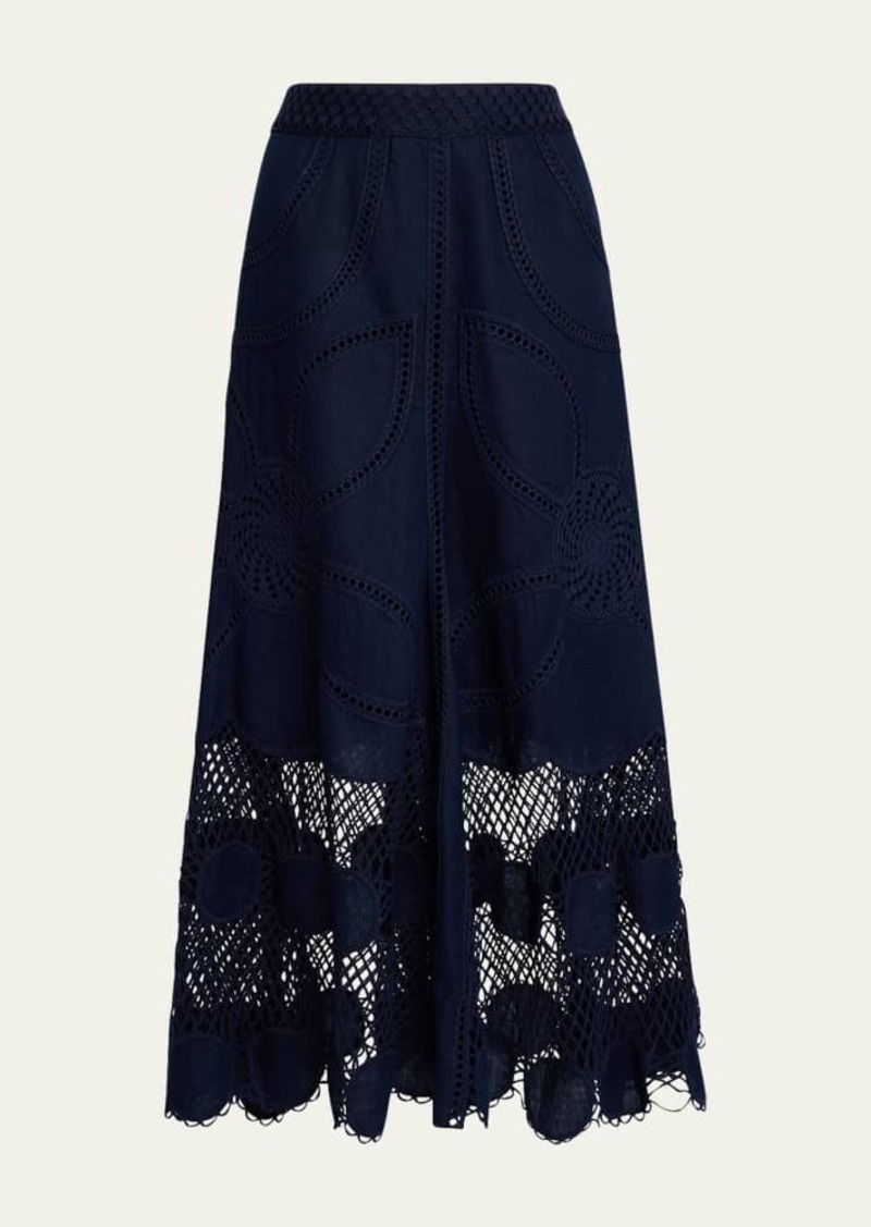 Ulla Johnson Annora Embroidered A-Line Maxi Skirt